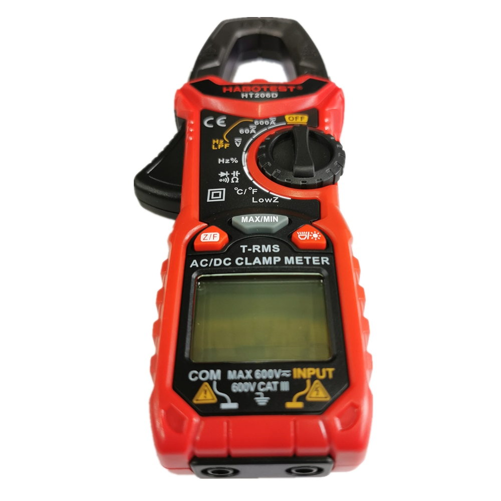 Digital Clamp Meter TRMS 600A AC Current AC/DC Voltage 6000 Counts NCV Continuity Capacitance Resistance Frequency Diode Hz Test Square Wave 
