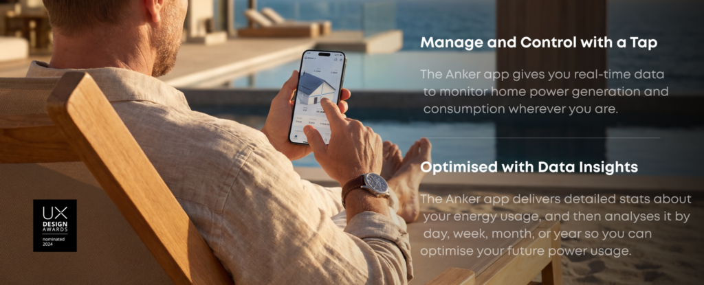 Anker SOLIX X1 Hybrid Home Battery System | 5–30kWh Configurator 8 Anker app providing real-time home energy monitoring and usage insights