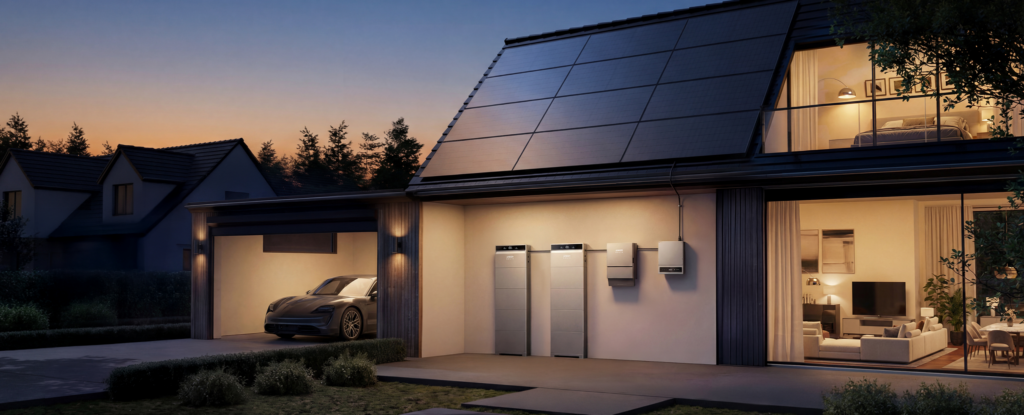 Anker SOLIX X1 Hybrid Home Battery System | 5–30kWh Configurator 6 Anker SOLIX X1 batteries and power equipment installed at an Australian home with rooftop solar