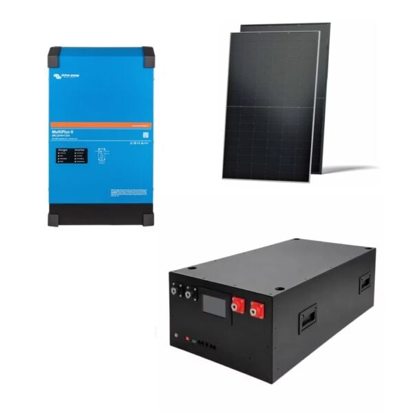 Photo of off grid solar system with victron Inverter and Lifepo4 battery and solar panel