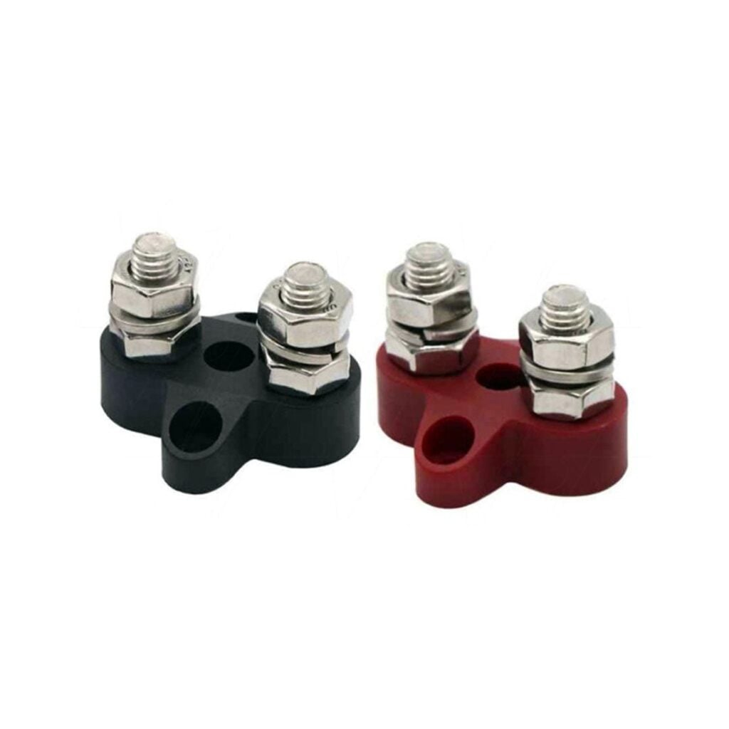 Dual Terminal Stud M8-linked set (1 red/1 black)