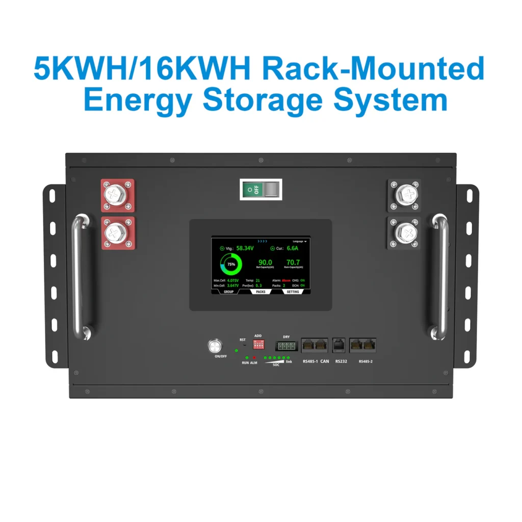 JKBMS ESS rack-mounted DIY battery cabinet front view