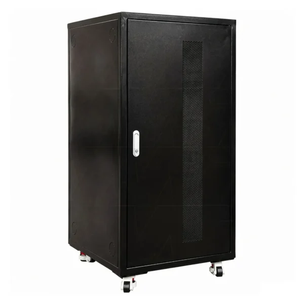 Black Indoor 6 Shelf Battery Cabinet for up to 6 x 4RU