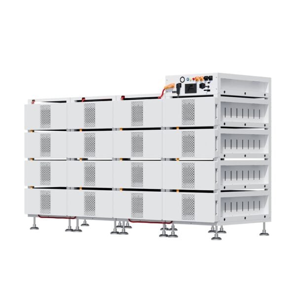 Deye BOS-B Pro-A3 battery-bank and support hardware example — side