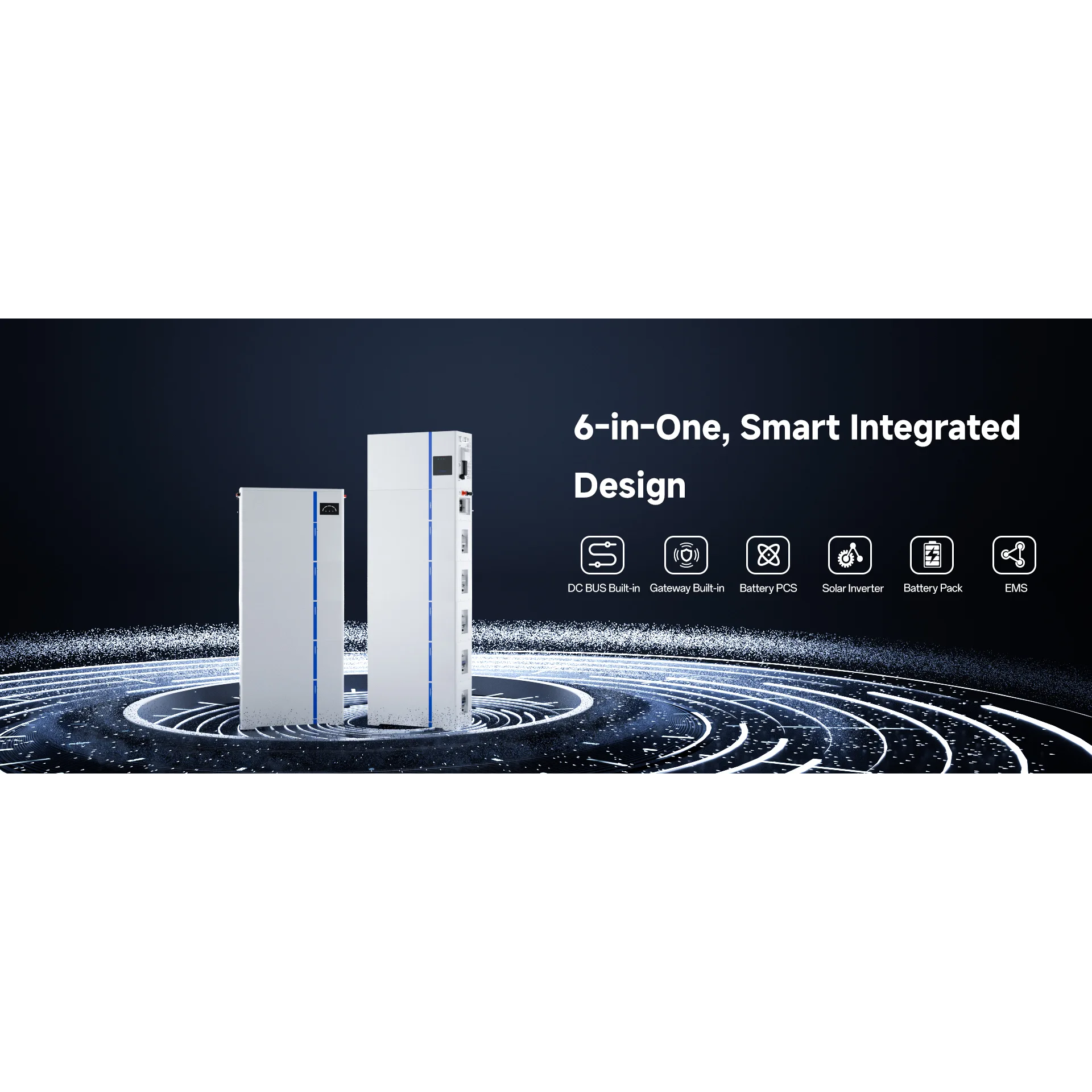 DEYE AI1 Stackable Battery System - Three Phase 6kW to 12kW 4 DEYE AI-W5.1-B ESS integrated design — square image